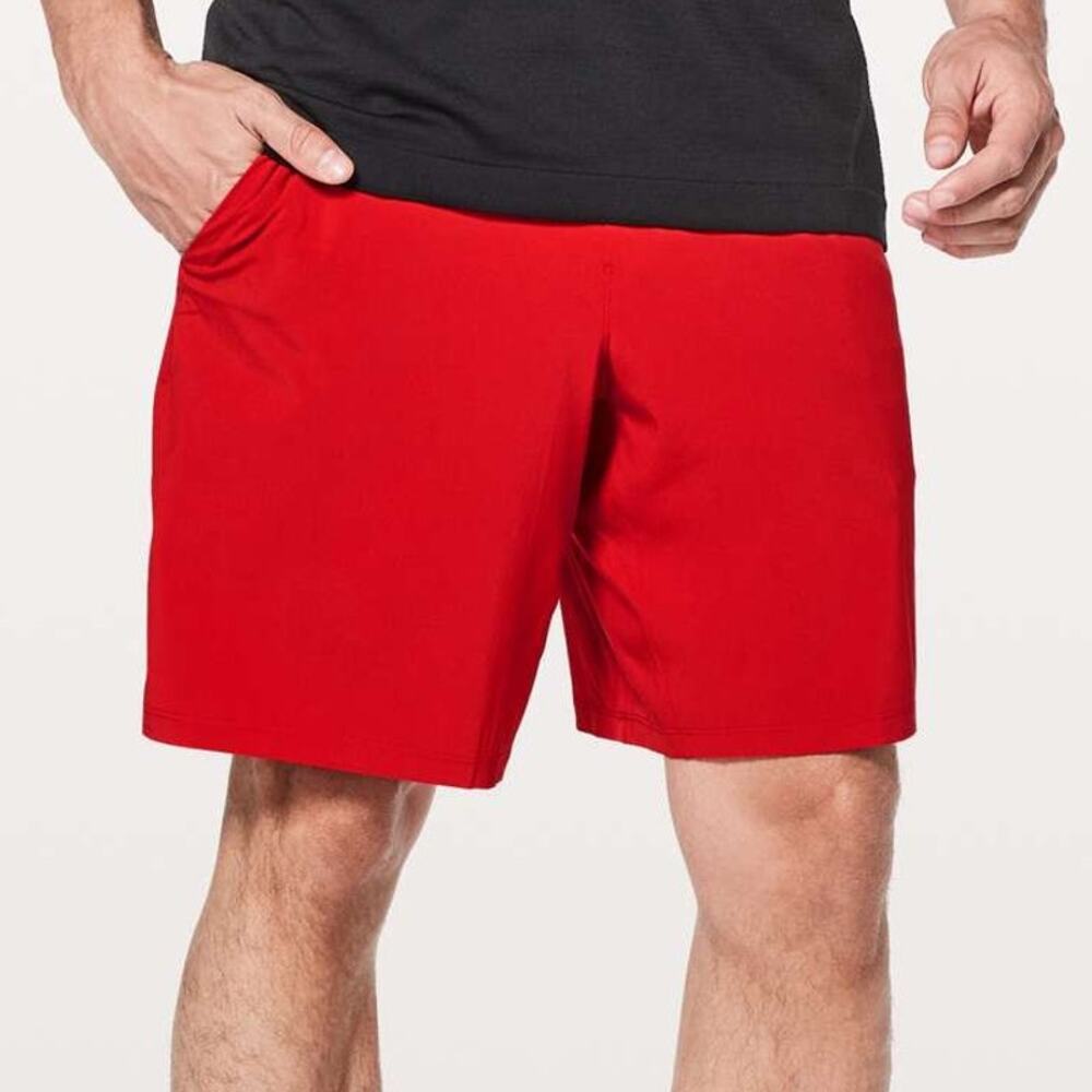 Lululemon Pace Breaker Short Linerless 9" Bold Red Men's Size X-Small EUC